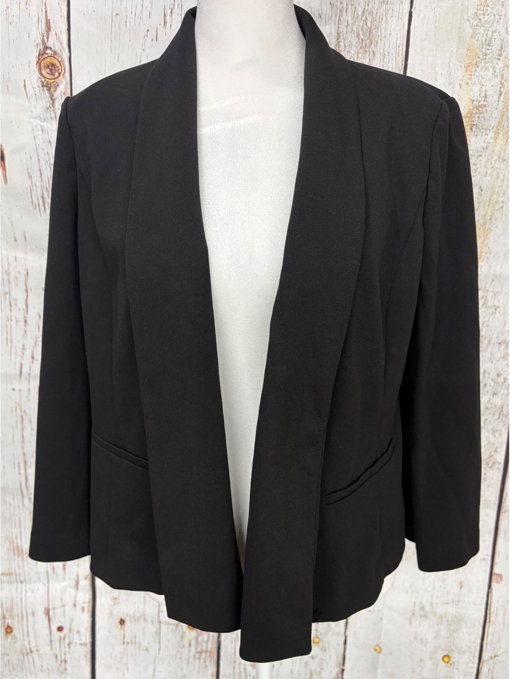Anne Klein Black Open Front Blazer Business Casual Size Small